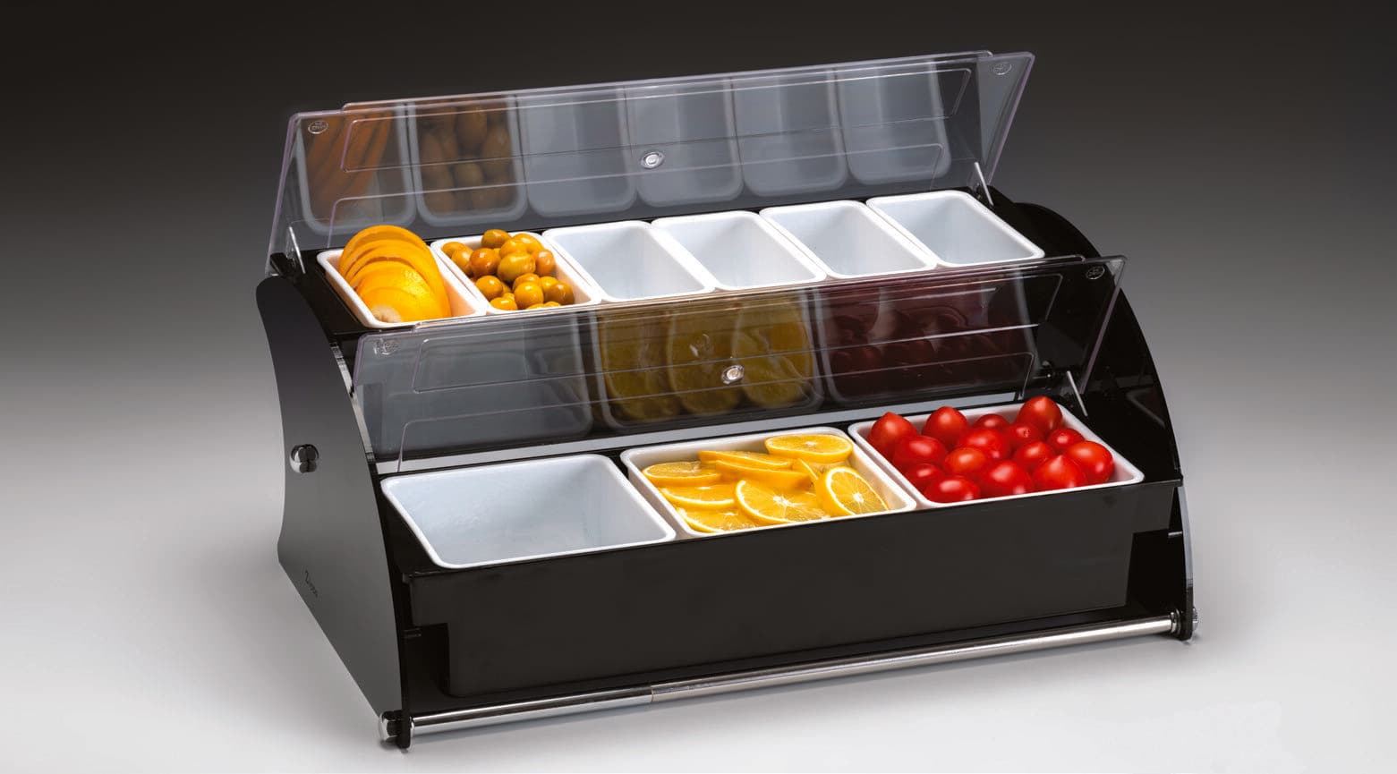 AKRİLİK STANDLI,POLYCARBONAT DOUBLE BAR KONTEYNER -33 x 51 x H:21 cm