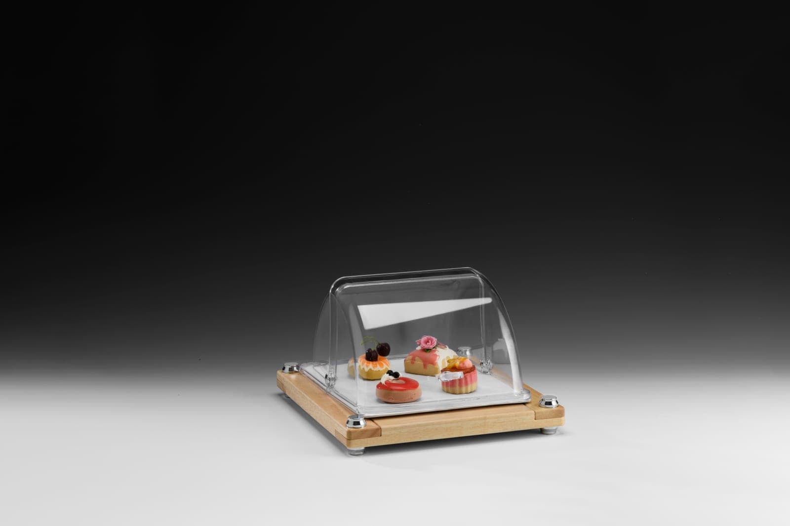 AHŞAP MELAMİN TEPSİLİ KAPAKLI STAND / GN 1/2 34 x 39 x H: 22 cm