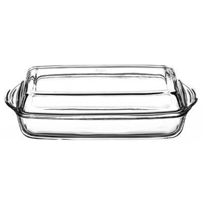 59009 Borcam Heat-resistant Ovenware Rectangular Casserole Dish with Lid 2000 Cc