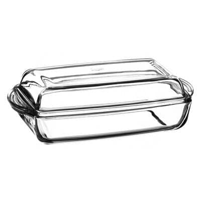 59019 Borcam Heat-resistant Ovenware Rectangular Casserole Dish with Lid 1320 Cc