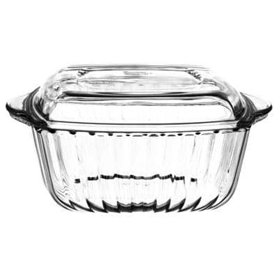 59029 Borcam Heat-resistant Ovenware Square Casserole Dish with Lid 1870 Cc