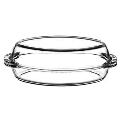 59032 Borcam Heat-resistant Ovenware Oval Casserole Dish with Lid 1900 Cc