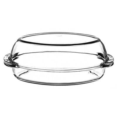 59062 Borcam Heat-resistant Ovenware Oval Casserole Dish with Lid 2250 Cc