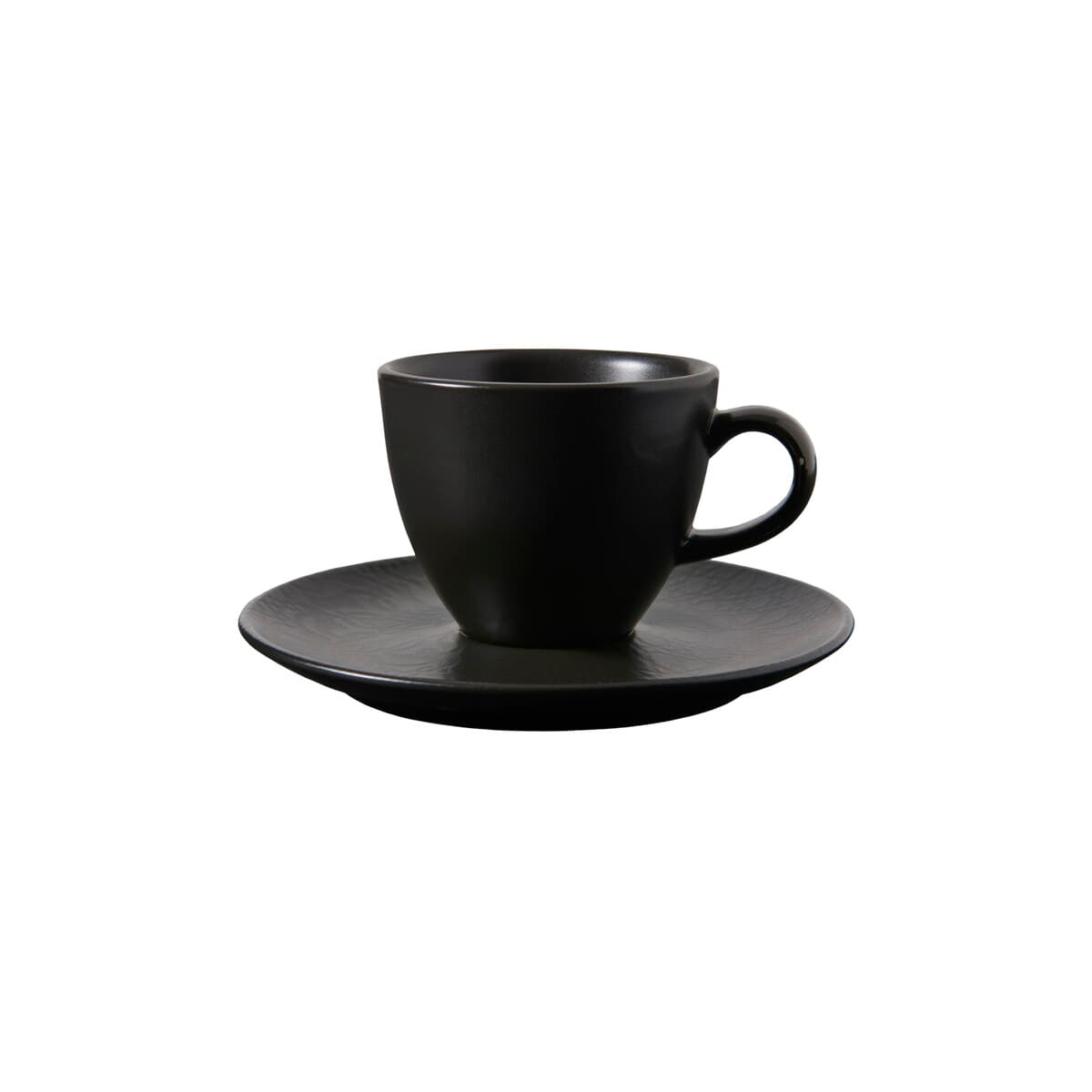 BISTRO 185 CC BONE TEA CUP AND PLATE MATT BLACK