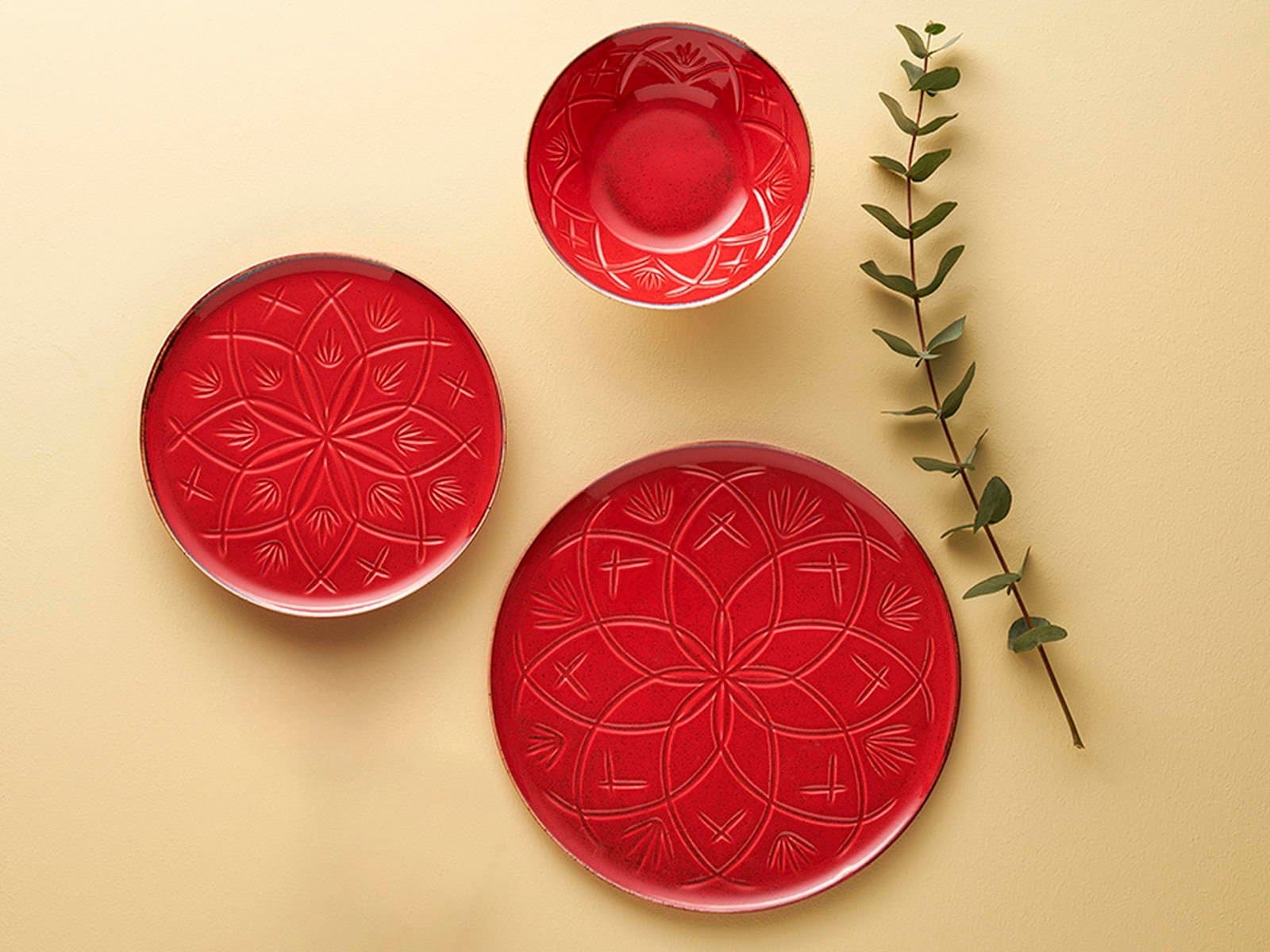 Porland Christina Red 3 Piece Single Dinner Set