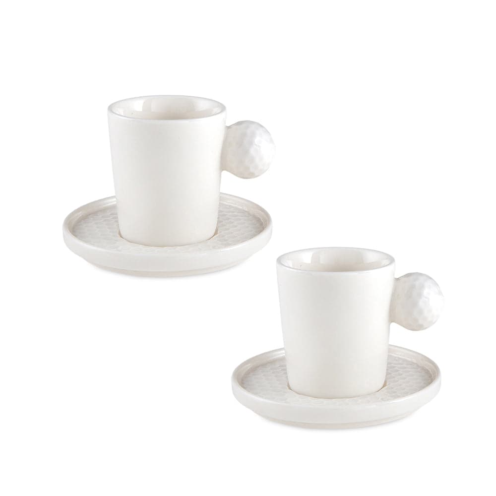Jumbo Golf Line White 2-Piece Coffee Cup Set with Saucer 90 ml