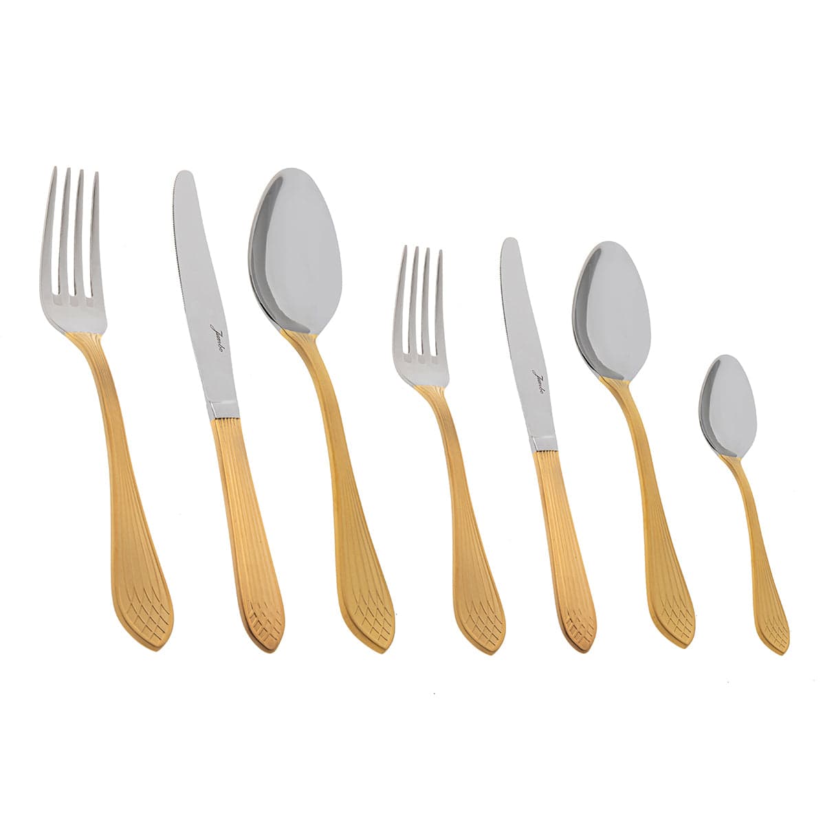 Jumbo 4100 Matte Gold 12 Person 84 Piece Cutlery Set