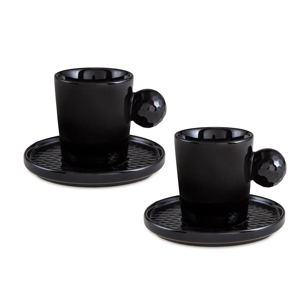 Jumbo Golf Line Black 2-Piece Coffee Cup Set with Saucer 90 ml