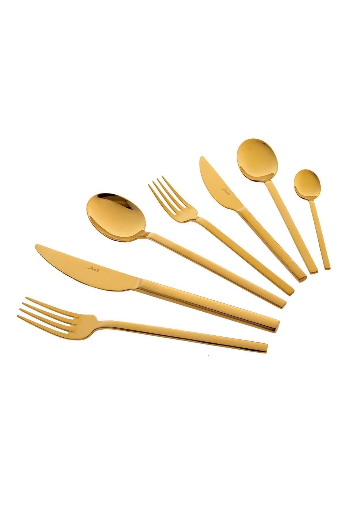 Jumbo 8100 Titanium Gold 12 Person 84 Piece Cutlery Set