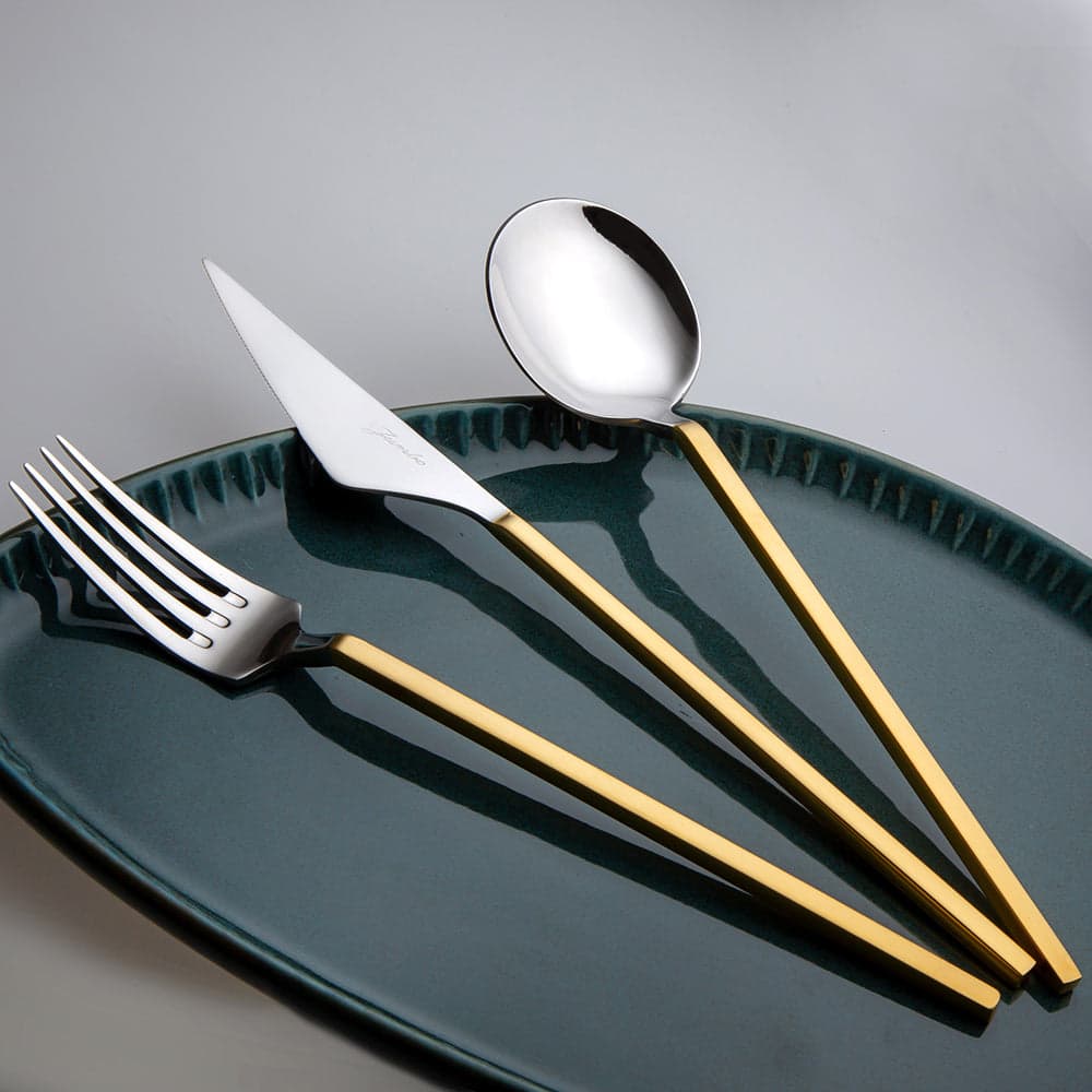 Jumbo 9100 Gold 12 Person 84 Piece Cutlery Set