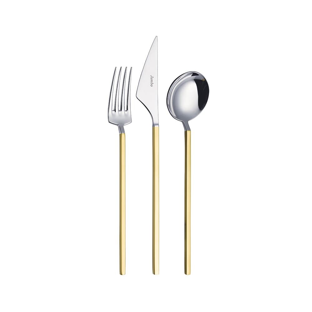 Jumbo 9100 Matte Gold 84 Piece Cutlery Set for 12 People
