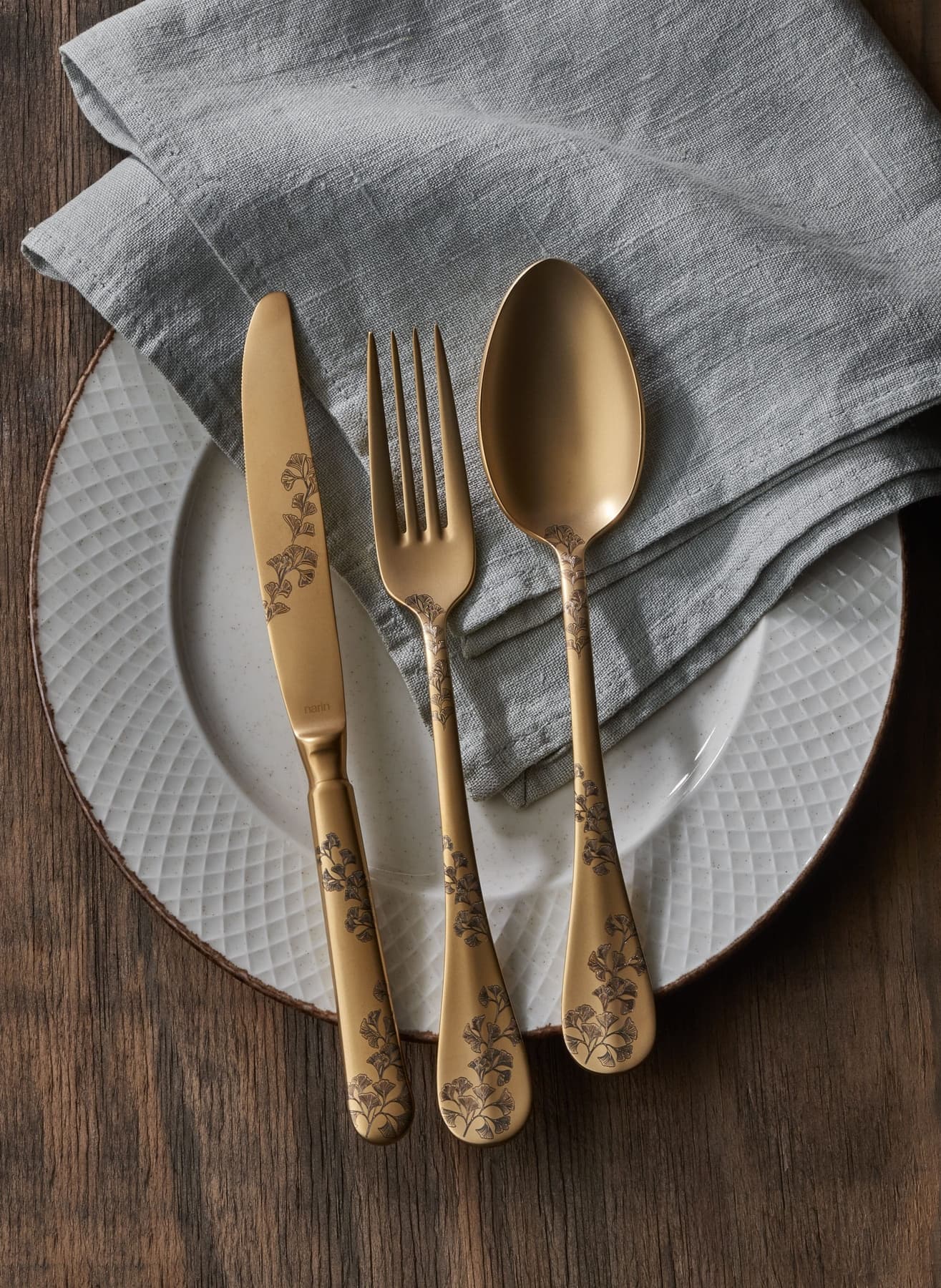 Baguette Series - Matte Gold - Leaf Pattern