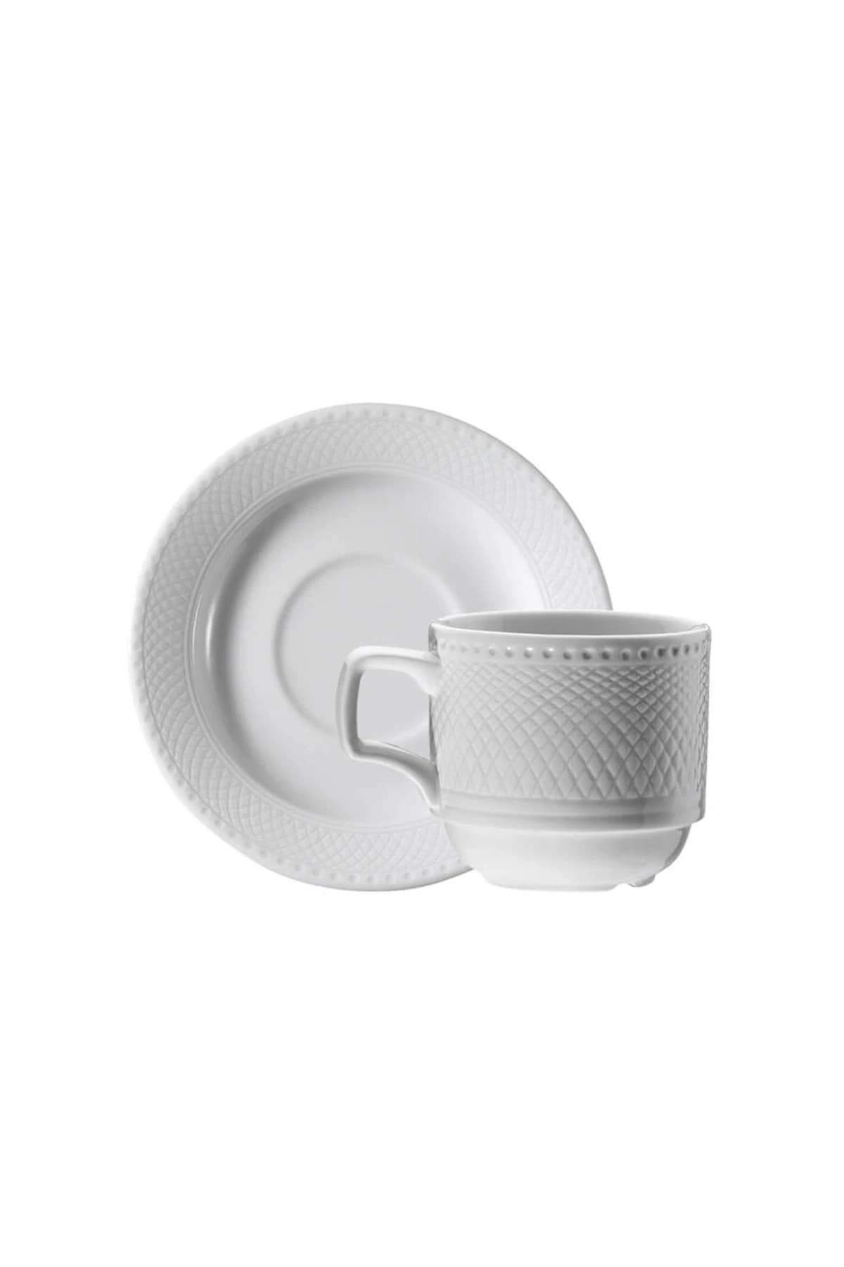 KUTAHYA PORCELAIN ZUMRUT HOTEL ESPRESSO COFFEE CUP WITH PLATE WHITE