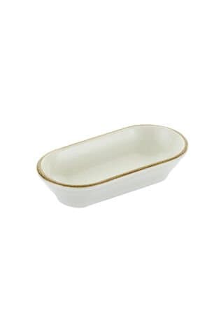 Kütahya Porselen Bone O Fine Dining 20cm. Oval Kase Krem Fileli
