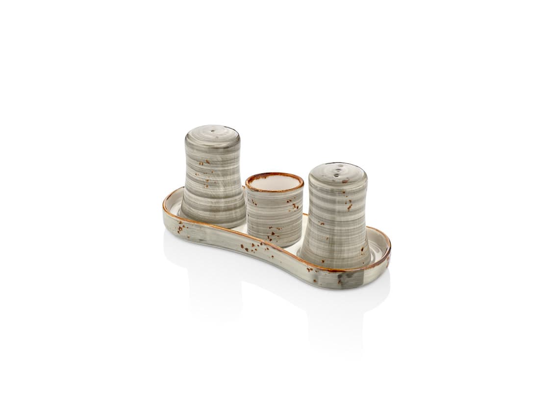 Supreme Gastro 4-Piece Salt Shaker & Pepper Shaker Tray 20 cm