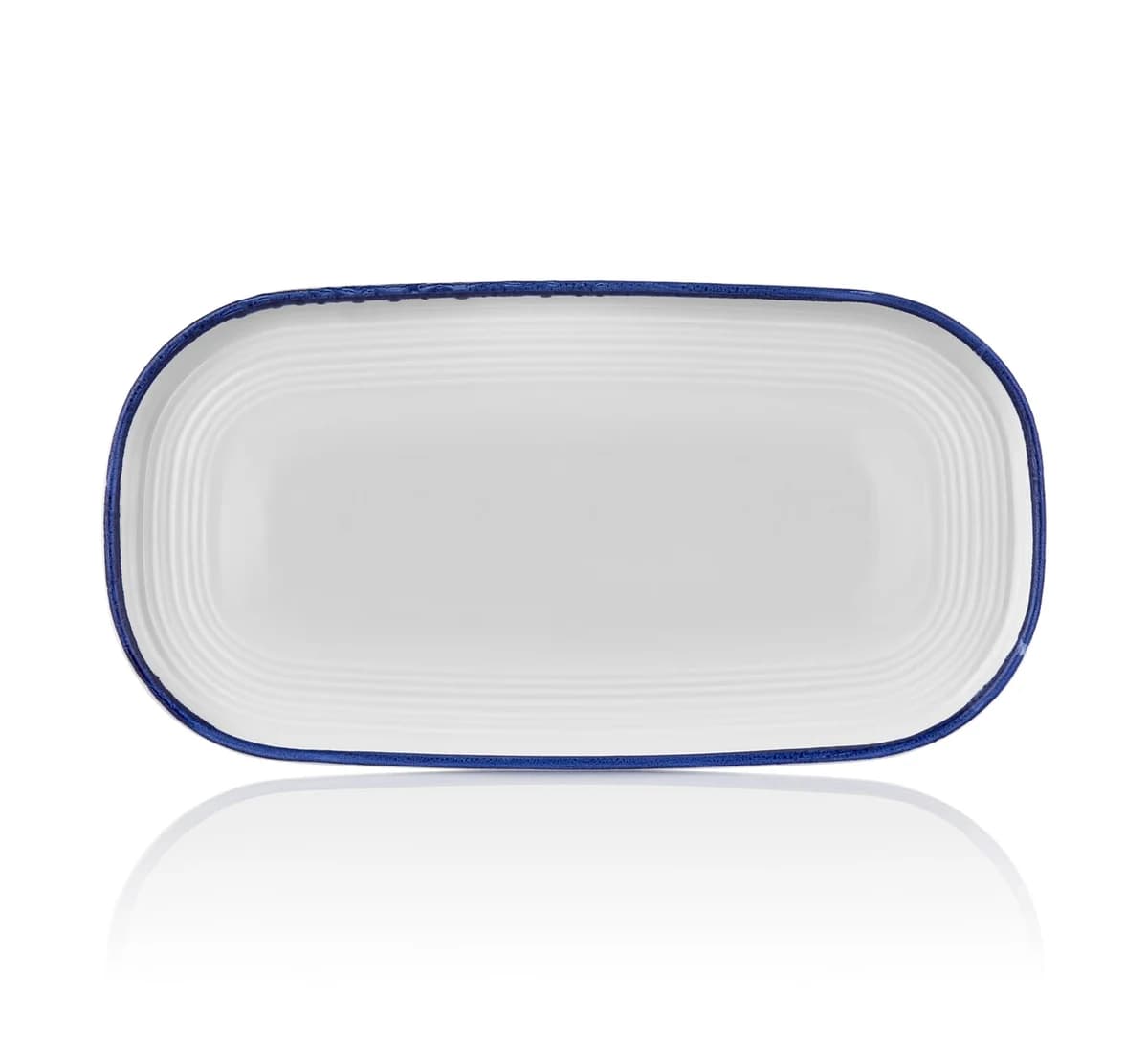 Helix Navy Blue Embossed 30 cm Oval Plate 30*16 cm