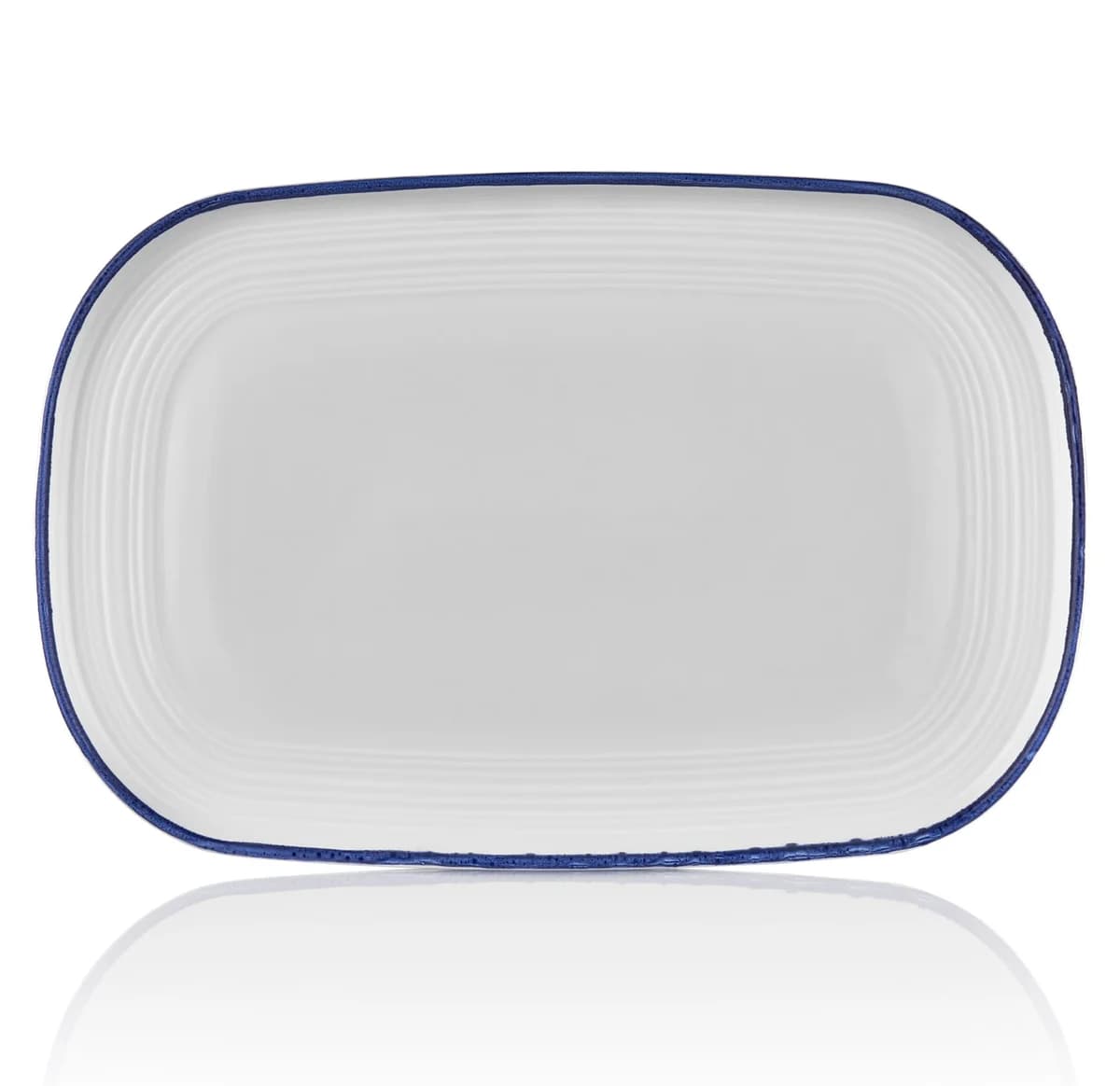 Helix Navy Blue Embossed 34 cm Oval Plate 34*23 cm