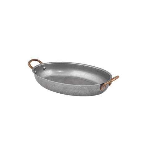 Antique Oval Fry Pan with 2 Side Brass Handles -33.5 x 23 cm