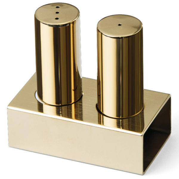 Groovy Double Round Thin Salt Shaker Set Gold GRV-102-GOLD
