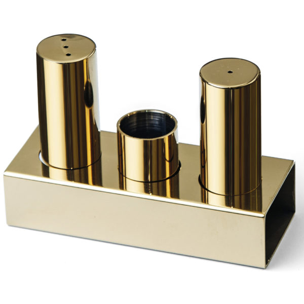 Groovy Triple Round Thin Salt Shaker Set Gold GRV-101-GOLD