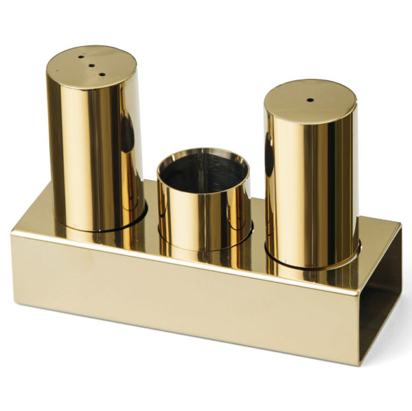 Groovy Triple Round Thick Salt Shaker Set Gold GRV-103-GOLD