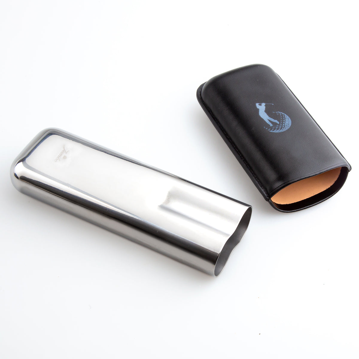 Jumbo Golf Line Black Leather Double Cigar Case - Styled