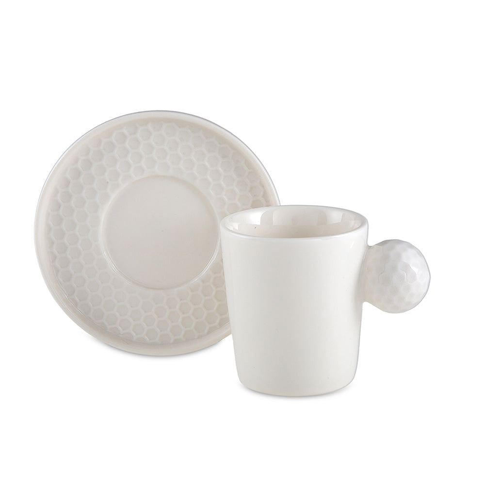 Jumbo Golf Line White 2-Piece Coffee Cup Set with Saucer 90 ml - Styled