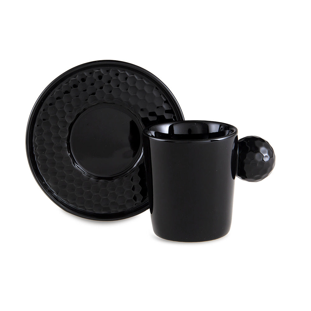 Jumbo Golf Line Black 2-Piece Coffee Cup Set with Saucer 90 ml - Styled