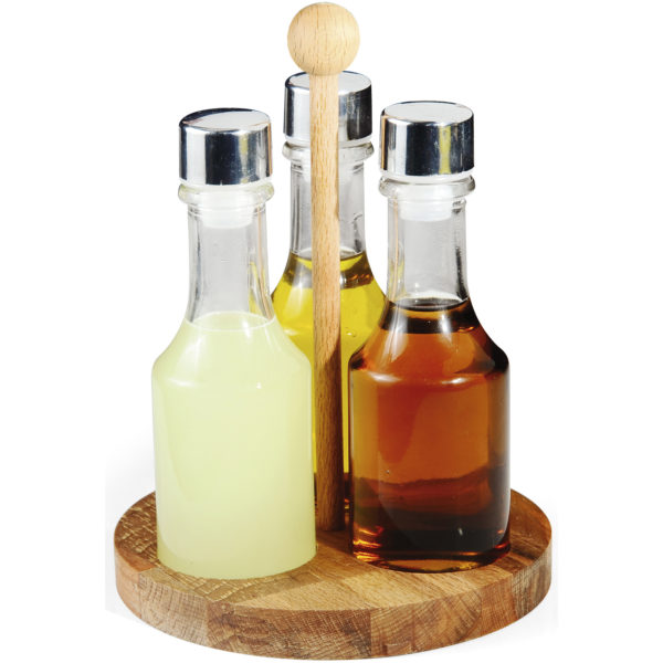 Groovy Wooden Stand Triple Oil Bottle Stand