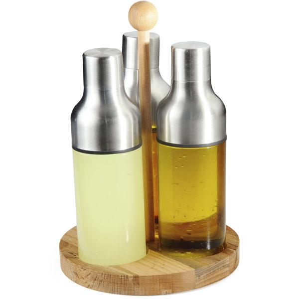 Groovy Wooden Stand Triple Oil Bottle Stand