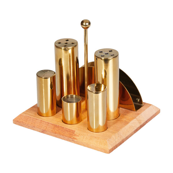 Groovy Six-Piece Round Salt Shaker Spice Set Gold GRV-257-GOLD