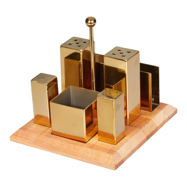 Groovy Six-Piece Square Salt Shaker Spice Set Gold GRV-259-GOLD