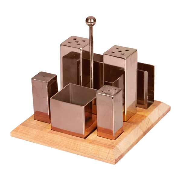 Groovy Six Piece Square Salt Shaker Spice Set Copper GRV-259-COPPER