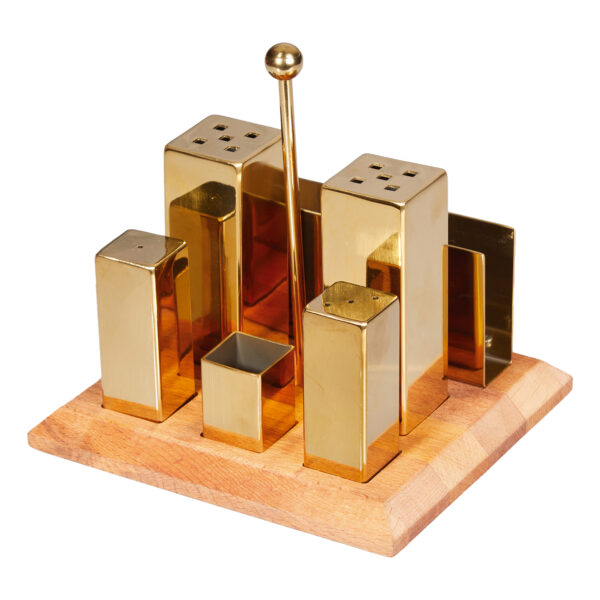 Groovy Six Piece Square Salt Shaker Spice Set Gold GRV-260-GOLD