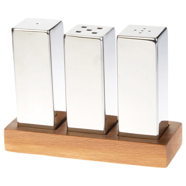 Groovy Everest Large Square Triple Salt and Pepper Shaker Set Glossy-Matte GRV-294-XL