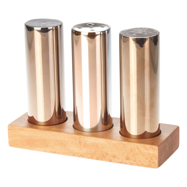 Groovy Everest Large Round Triple Salt and Pepper Shaker Set Copper GRV-318-XL-COPPER