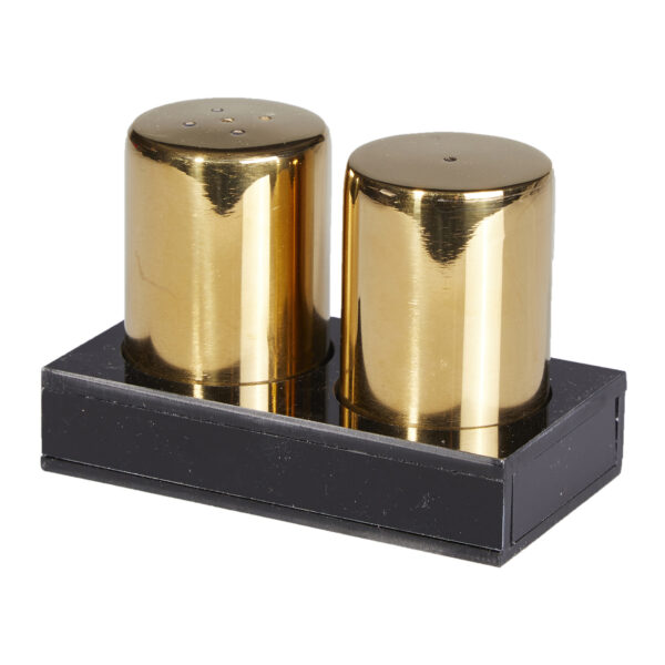Groovy Maki Short Round Double Salt Shaker Set Gold GRV-320-GOLD