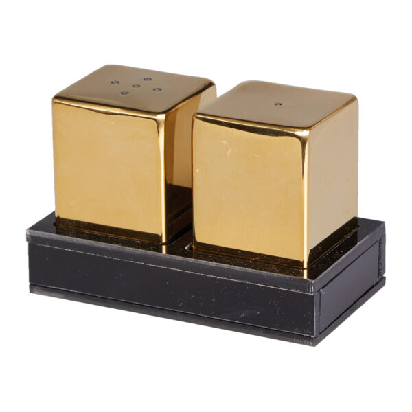 Groovy Maki Short Square Double Salt Shaker Set Gold GRV-321-GOLD