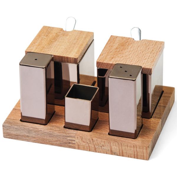Groovy Five Piece Square Salt Shaker-Spice Shaker Set GRV-48-COPPER