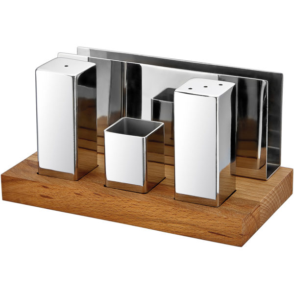 Groovy Dörtlü Kare Tuzluk Peçetelik Takımı Parlak&Mat GRV-51