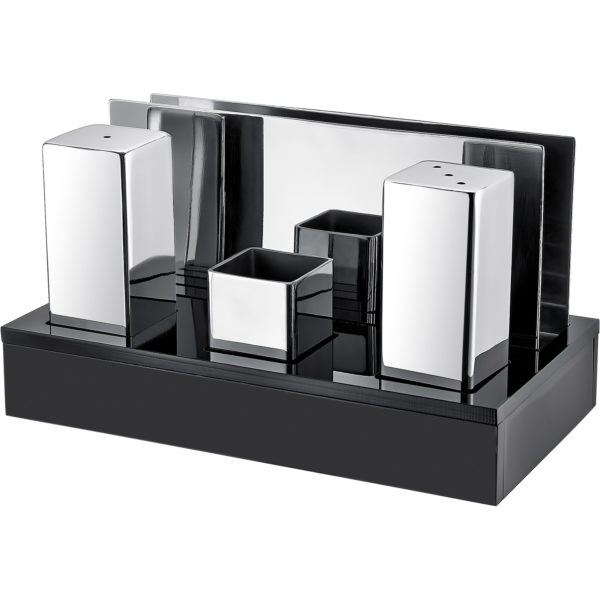 Groovy Quadruple Square Salt Shaker Napkin Holder Set Glossy&Matte GRV-53