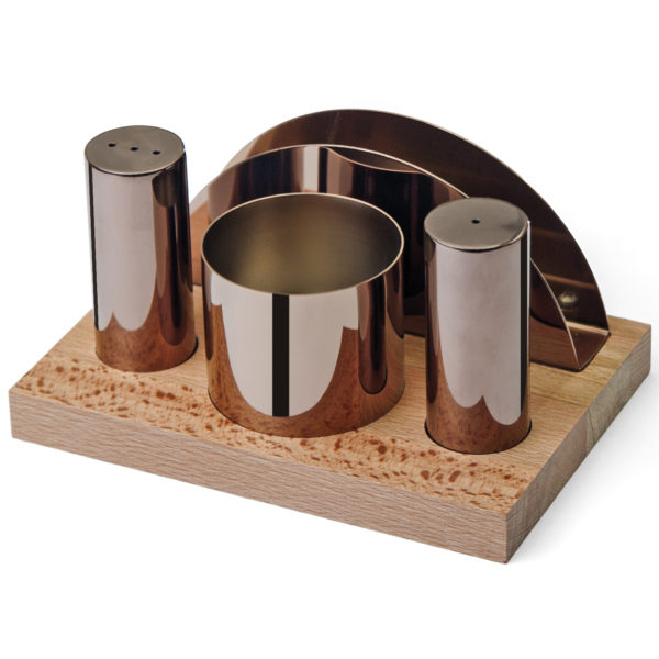 Groovy Quadruple Salt Shaker-Napkin Holder Set GRV-65-COPPER