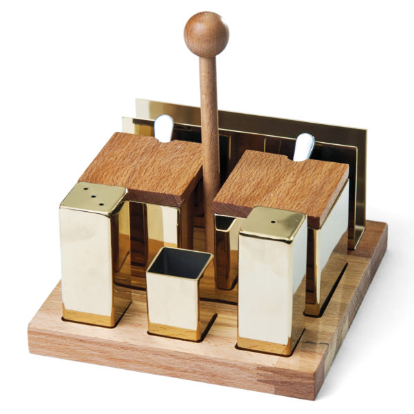 Groovy Six Piece Square Salt Shaker Spice Set GRV-69-GOLD