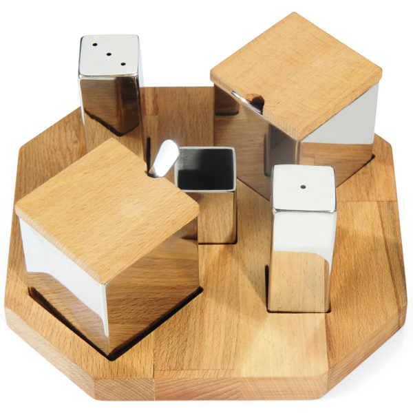 Groovy Five Piece Square Salt Shaker-Spice Shaker Set Matte-Glossy GRV-98