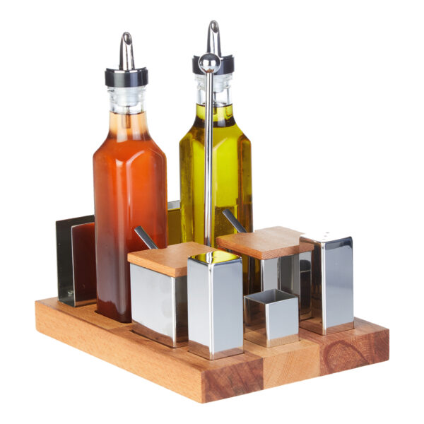 Groovy Eight Piece Square Salt Shaker Spice Oil Shaker Set