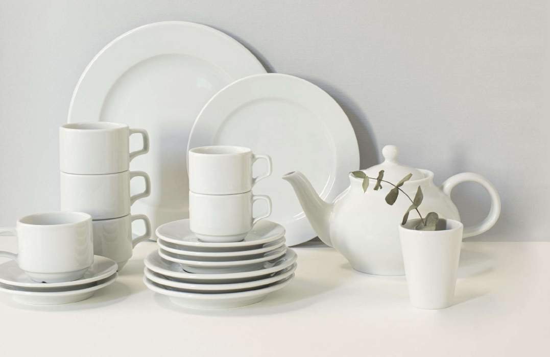 Porland Soley White Saucer Tea Cup 160cc 6 Pieces - Styled