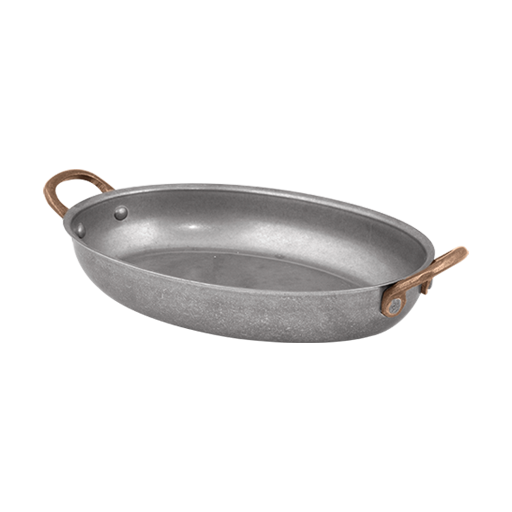 Bonna Antique Oval Fry Pan with 2 Side Brass Handles -20.75 x 15.75 cm - 700 ml 20.8 cm porcelain tableware