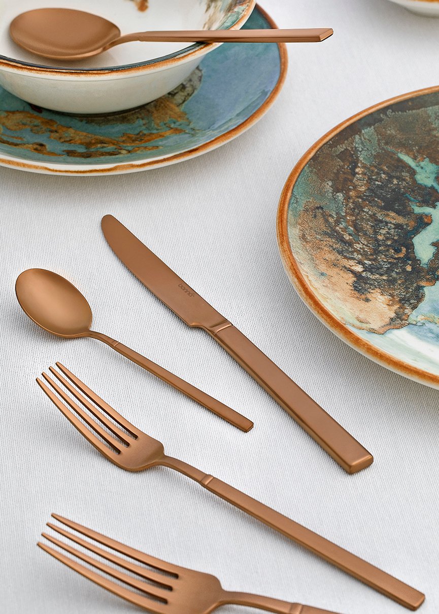 Grace Mat Bronze Dessert Fork - Styled