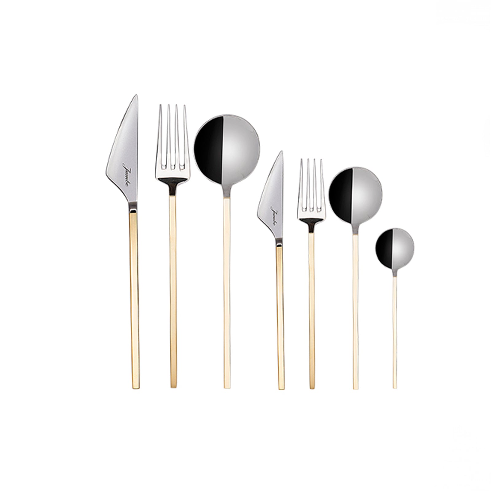 Jumbo 9100 Matte Gold 84 Piece Cutlery Set for 12 People - Styled