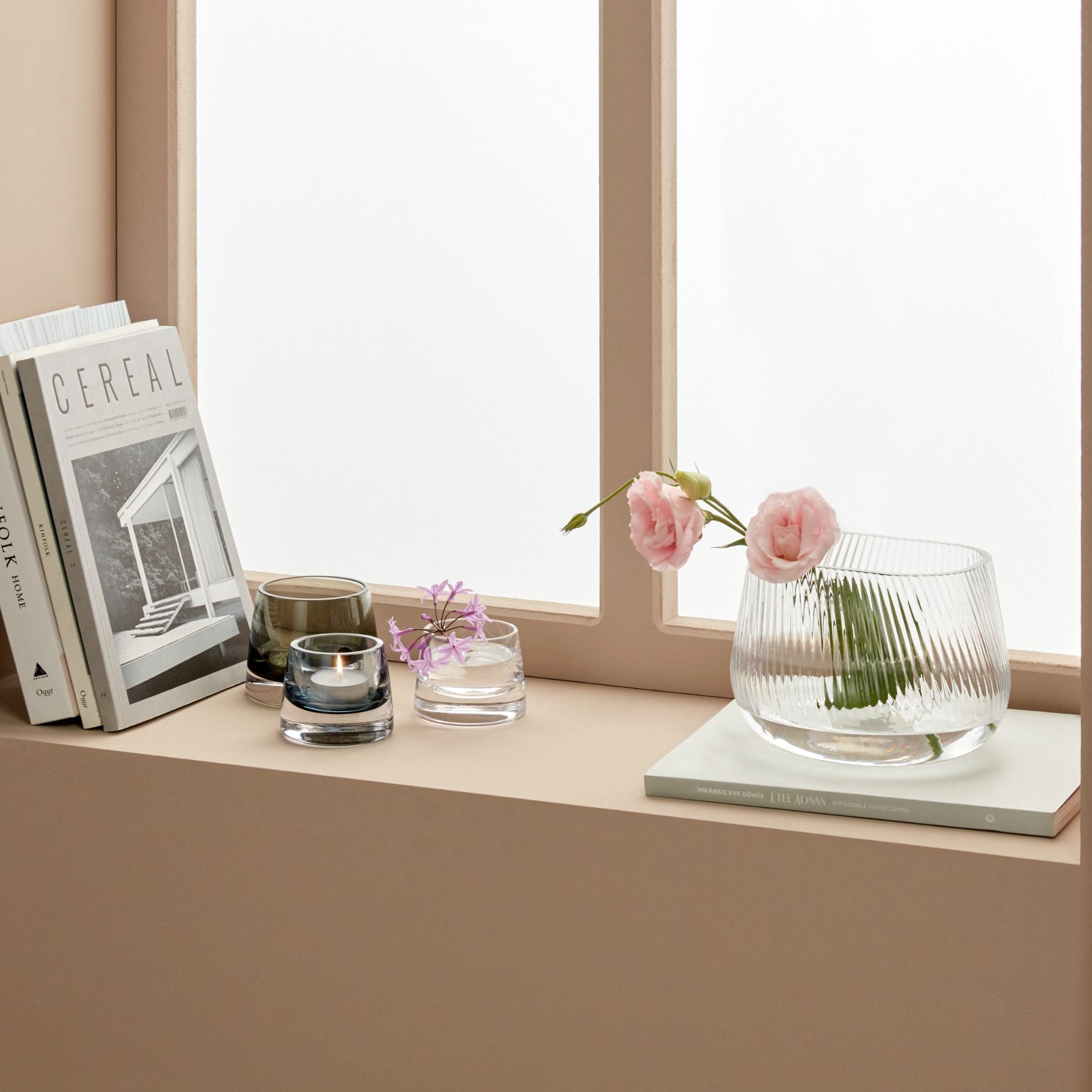 Joy Double Medium Candle Holder Petrol Green - Styled